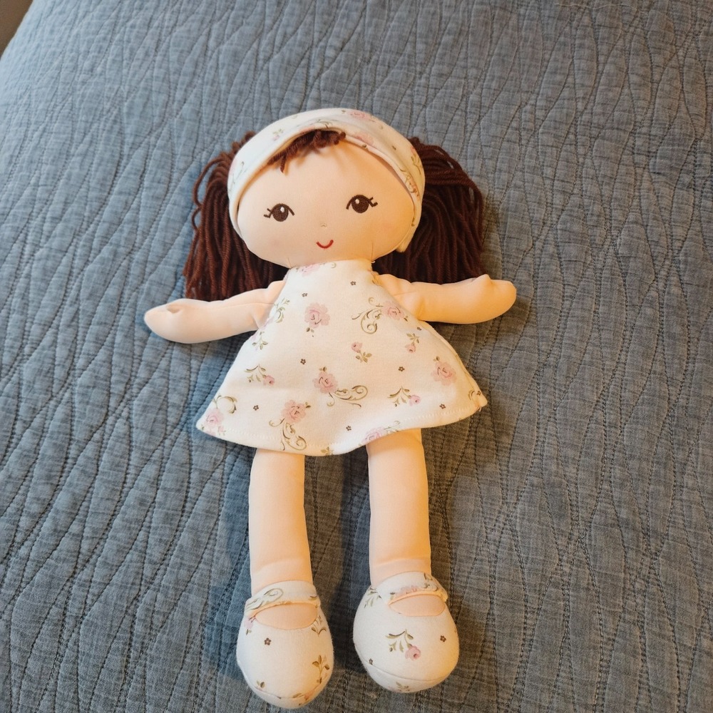 Little Me GUND Brunette Floral Baby Doll Plush Nursery Collectible 4060209
